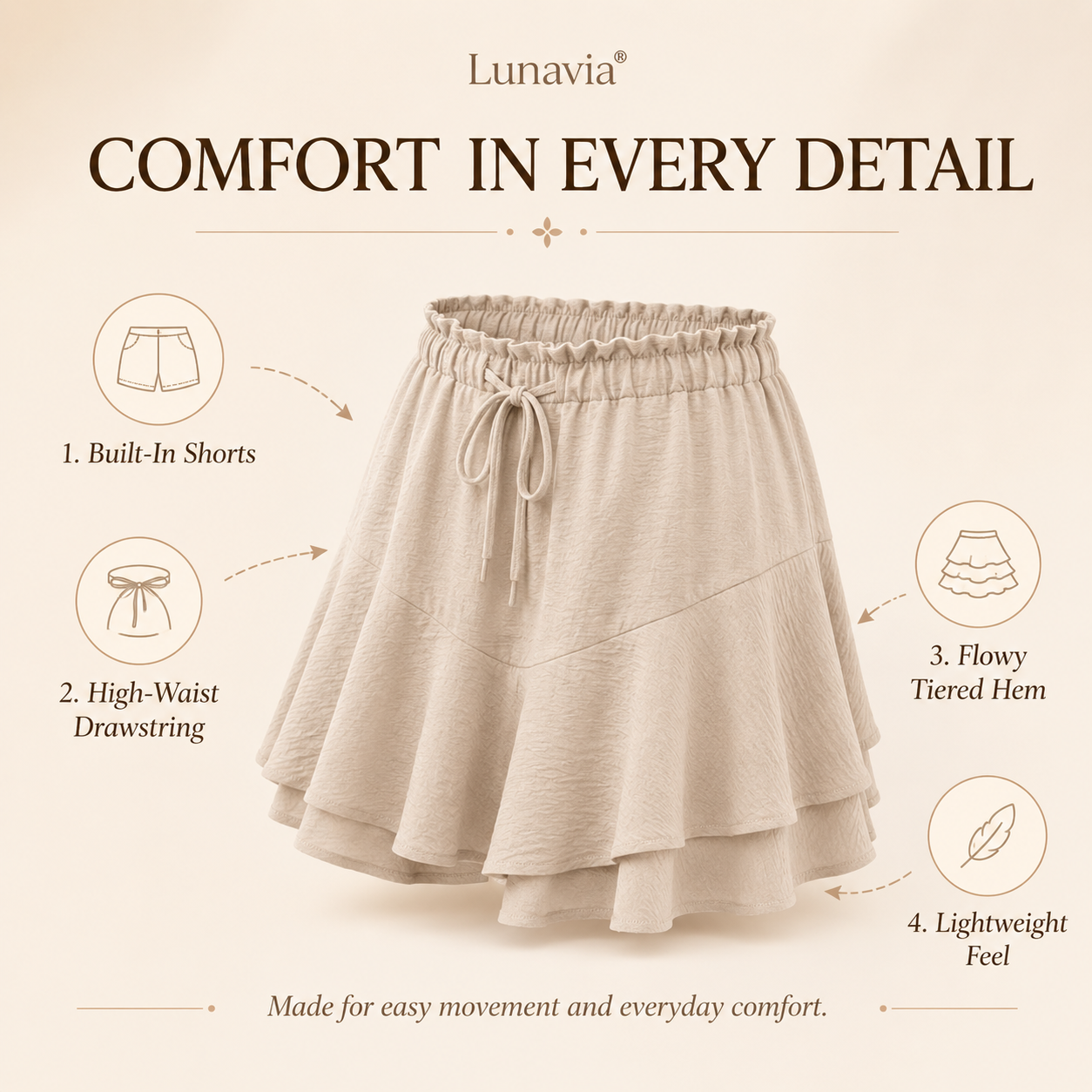 Flowy Butterfly Skort – Lightweight Summer Skort for Women