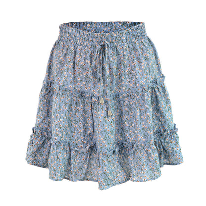 Breezy Floral Ruffle Skort-in Shorts Floral Ruffle Tiered Skirts with Pockets