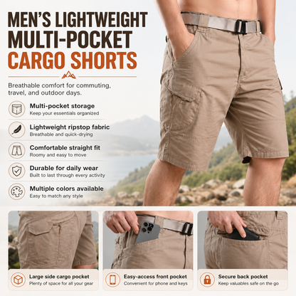 Men's Waterproof Tactical Cargo Shorts – Quick-Dry Multi-Pocket Shorts