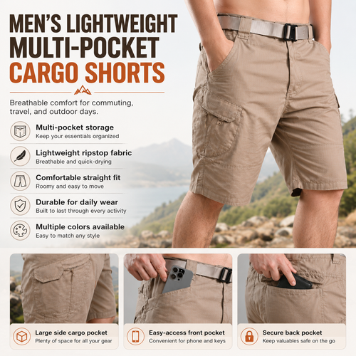Men's Waterproof Tactical Cargo Shorts – Quick-Dry Multi-Pocket Shorts