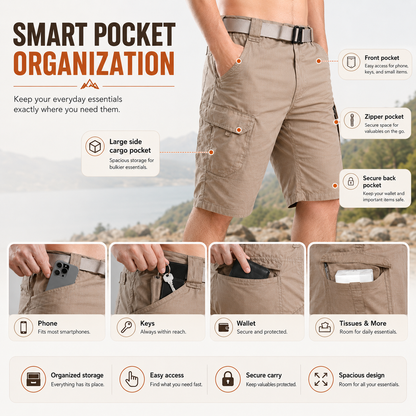 Men's Waterproof Tactical Cargo Shorts – Quick-Dry Multi-Pocket Shorts