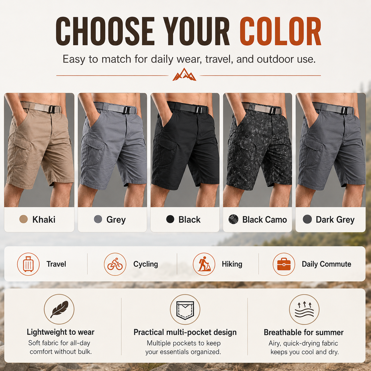Men's Waterproof Tactical Cargo Shorts – Quick-Dry Multi-Pocket Shorts