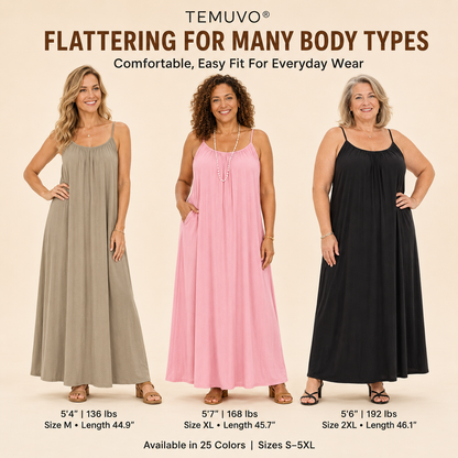 Cami Lounge Maxi Dress for Women – Lightweight Summer Vacation Dress