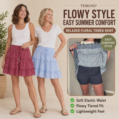 Breezy Floral Ruffle Skort-in Shorts Floral Ruffle Tiered Skirts with Pockets